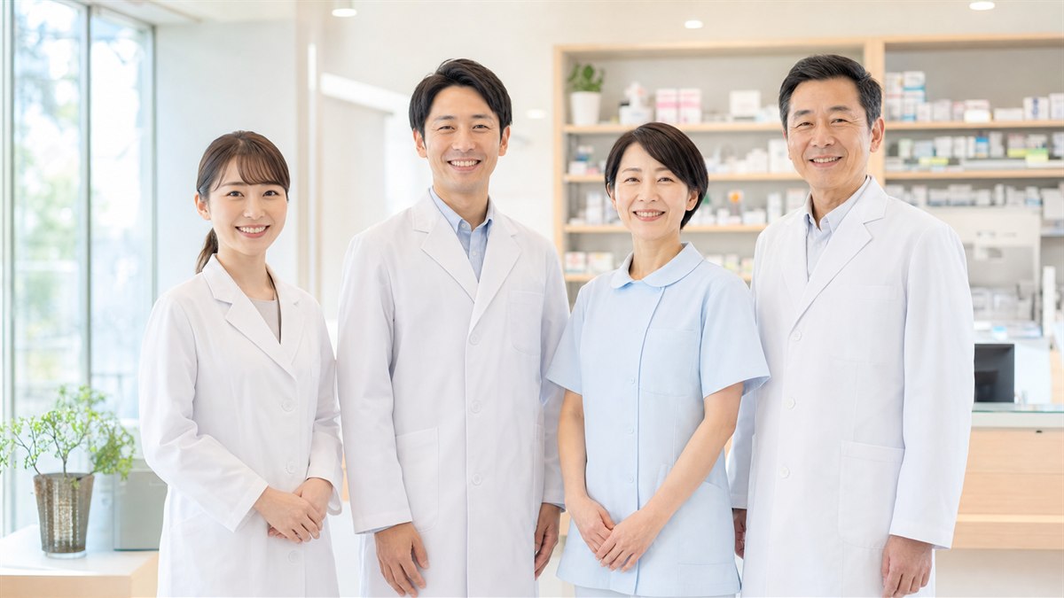 調剤薬局で働く薬剤師とスタッフ(イメージ)