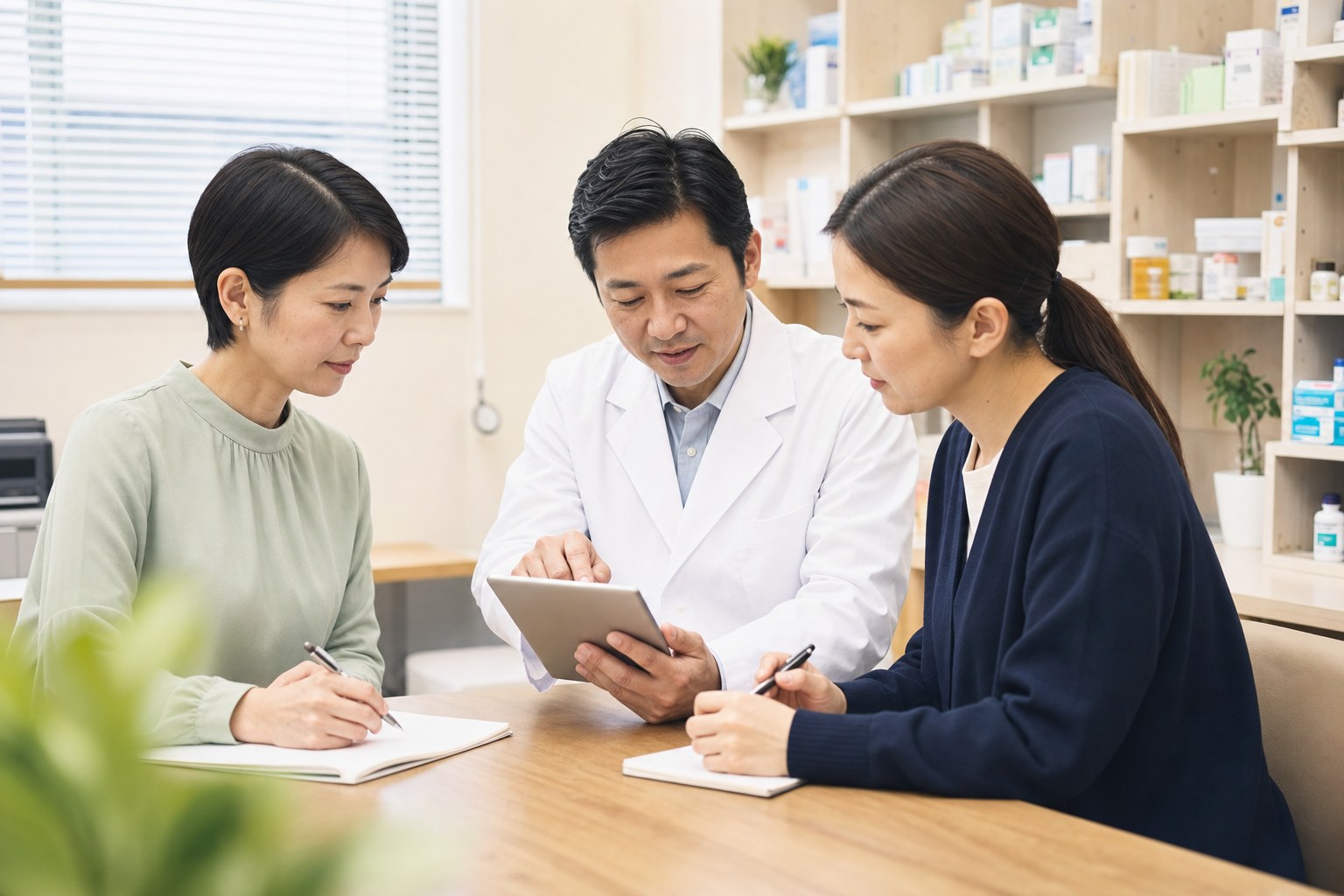 情報を共有する薬局スタッフ（イメージ）